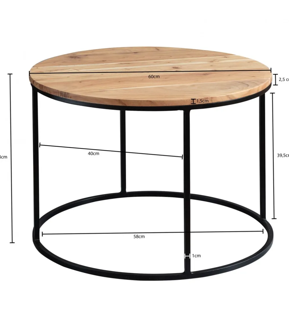Stolik kawowy JORGI 60 cm drewno akacja