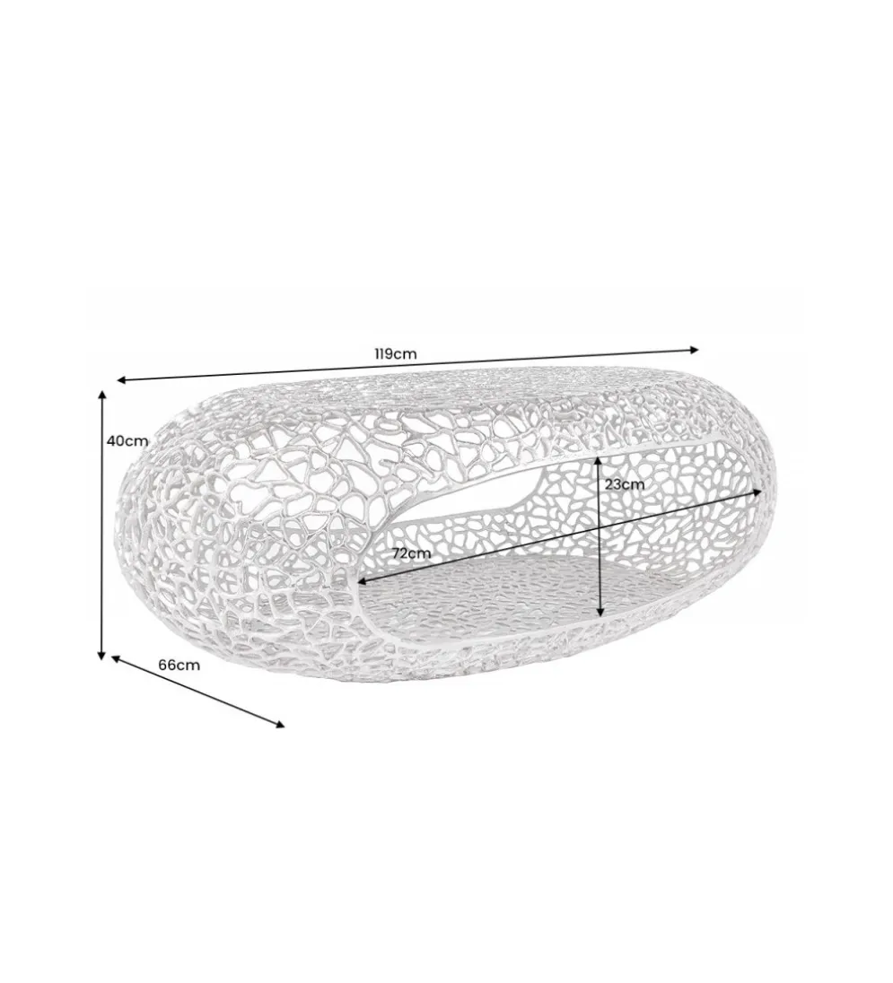 Stolik kawowy LEAF 119 cm srebrny