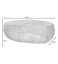 Stolik kawowy Leaf 120 cm srebrny