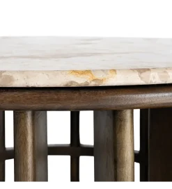 Stolik kawowy MARMOLON 90 cm drewno mango marmur