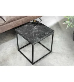 Stolik kawowy MENSA 40 cm w optyce marmuru antracytowy