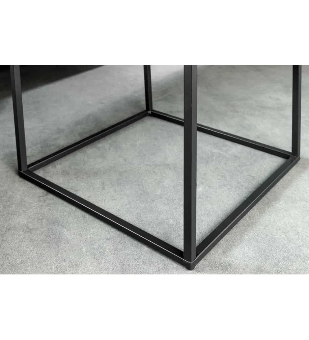 Stolik kawowy MENSA 40 cm w optyce marmuru antracytowy