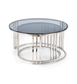 Stolik kawowy MERCURY set 2 srebrny