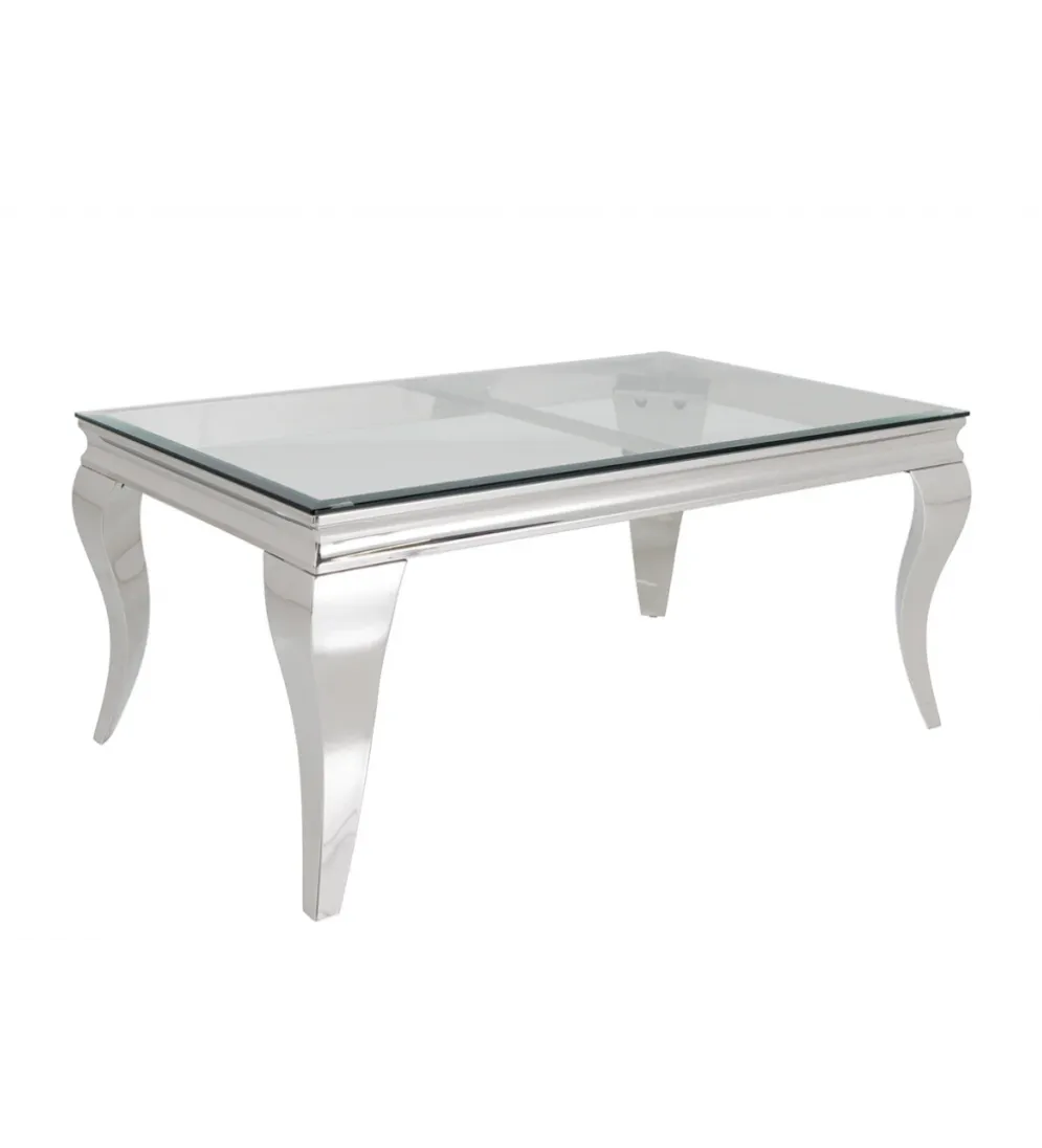Stolik kawowy MODERN BAROCK BARRACUDA 100 cm chromowany szklany blat BEZ blatu tekowego