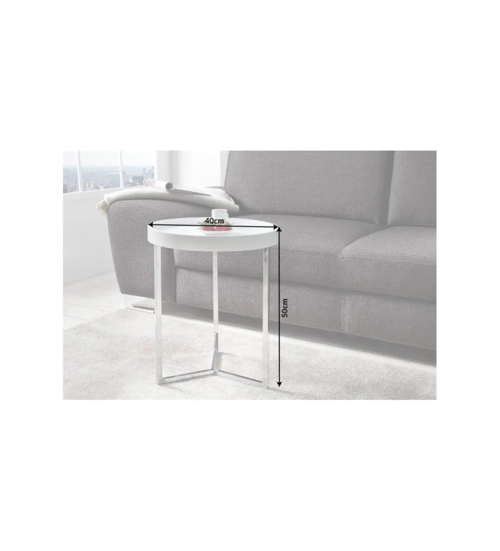 Stolik kawowy Modular 40 cm biało srebrny