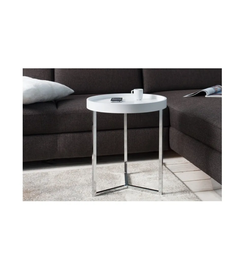 Stolik kawowy Modular 40 cm biało srebrny