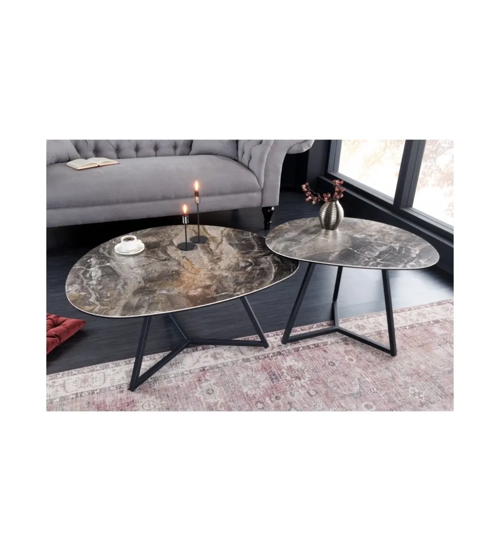 Stolik kawowy MONTREAL Marvelous 70 cm ceramika w optyce marmuru