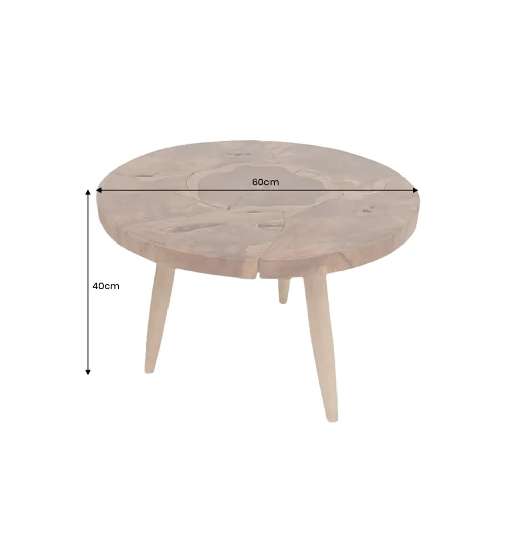 Stolik kawowy MOSAIK 60 cm naturalny teak