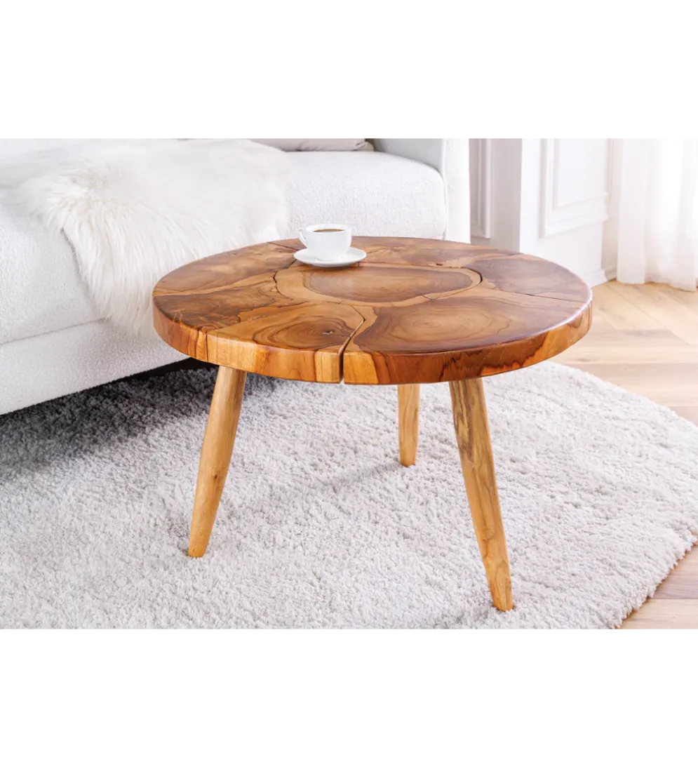 Stolik kawowy MOSAIK 60 cm naturalny teak