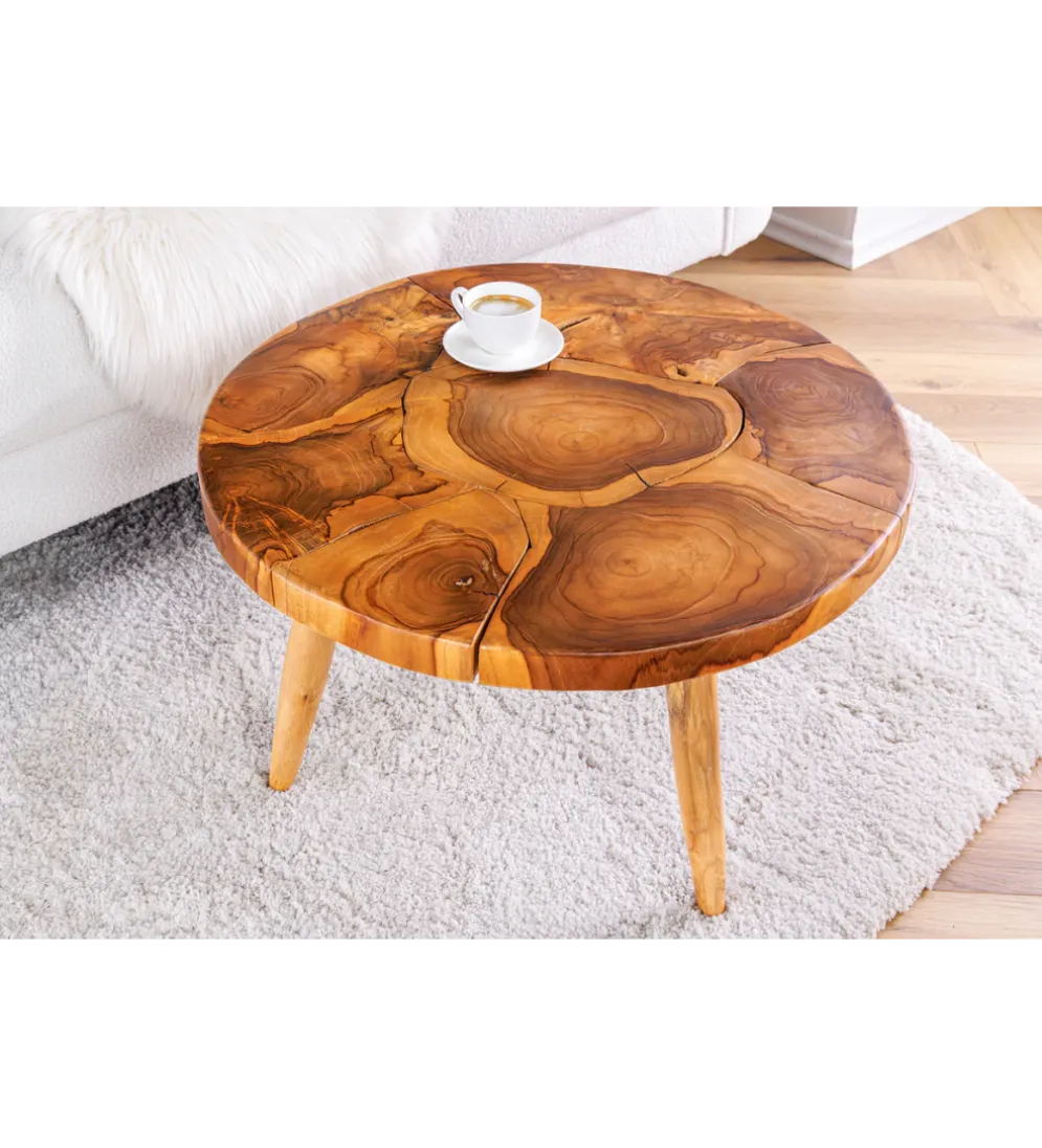 Stolik kawowy MOSAIK 60 cm naturalny teak