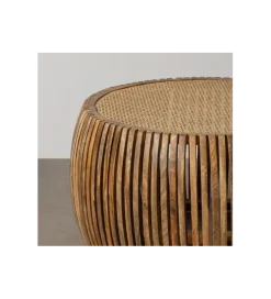 Stolik kawowy MURPI 75 cm drewno mango rattan
