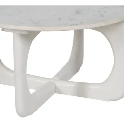 Stolik kawowy ONAKI 75 cm drewno mango marmur biały