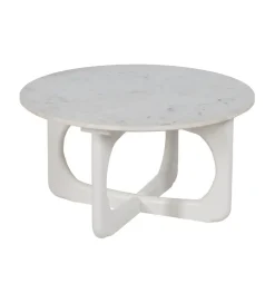 Stolik kawowy ONAKI 75 cm drewno mango marmur biały