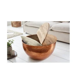 Stolik kawowy Orient Storage 60 cm miedziany z blatem Mango