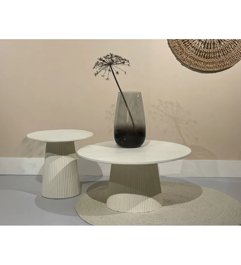 Stolik kawowy PATO 50 cm drewno mango biała