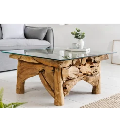 Stolik kawowy RIVERSIDE 80 cm drewno teak bez szkła