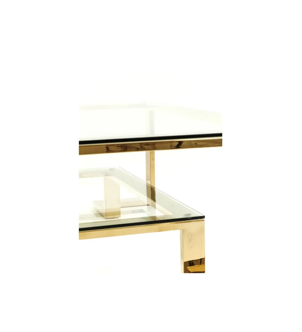 Stolik kawowy RUSH 120 cm złoty szklany