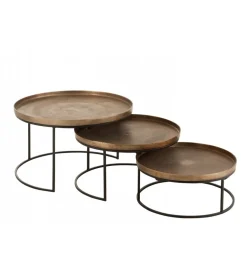 Stolik kawowy Rust set 3 miedziany