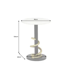 Stolik kawowy SERPENS 41 cm w optyce białego marmuru