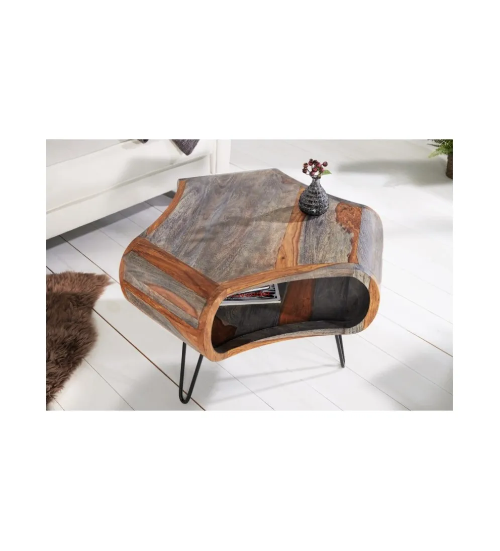 Stolik kawowy SPIN RETRO 60 cm drewno Sheesham
