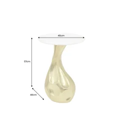 Stolik kawowy TEAR 60 cm złoty biały marmur
