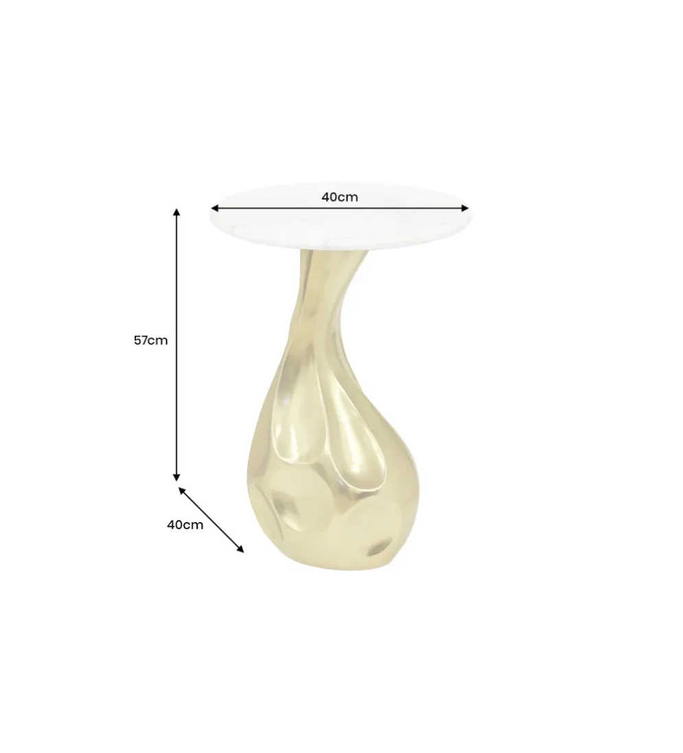 Stolik kawowy TEAR 60 cm złoty biały marmur