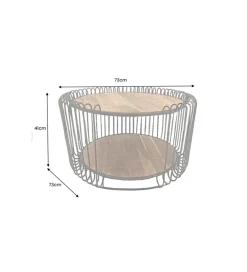 Stolik kawowy TRUE ELEMENTS 70 cm  drewno akacjowe czarny naturalny