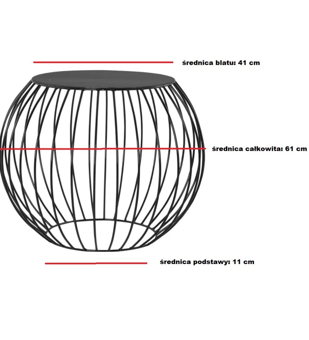 Stolik kawowy VENI 60 cm czarny
