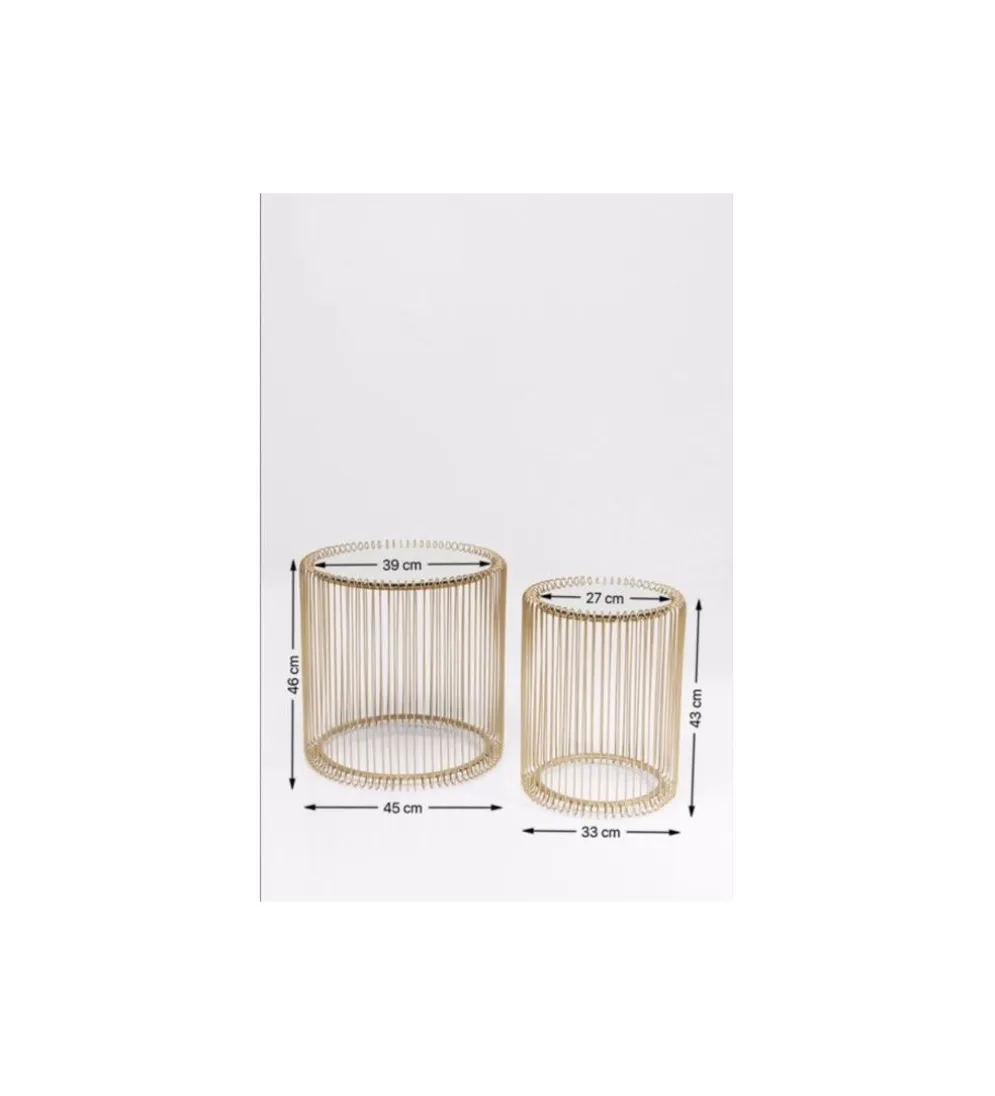 Stolik kawowy Wire set Brass zestaw 2 złoty