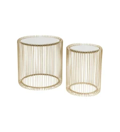 Stolik kawowy Wire set Brass zestaw 2 złoty