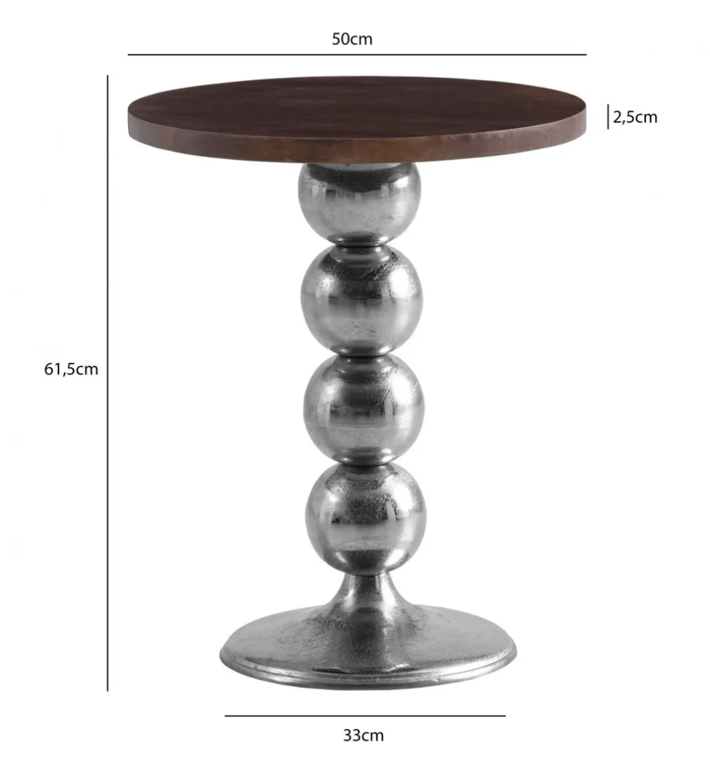 Stolik kawowy WOHNLING 50 cm drewno mango srebrny