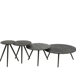 Stolik kawowy ZAMBIA set 4 drewno teak czarny