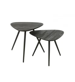 Stolik kawowy ZAMBIA set 2 drewno teak czarny