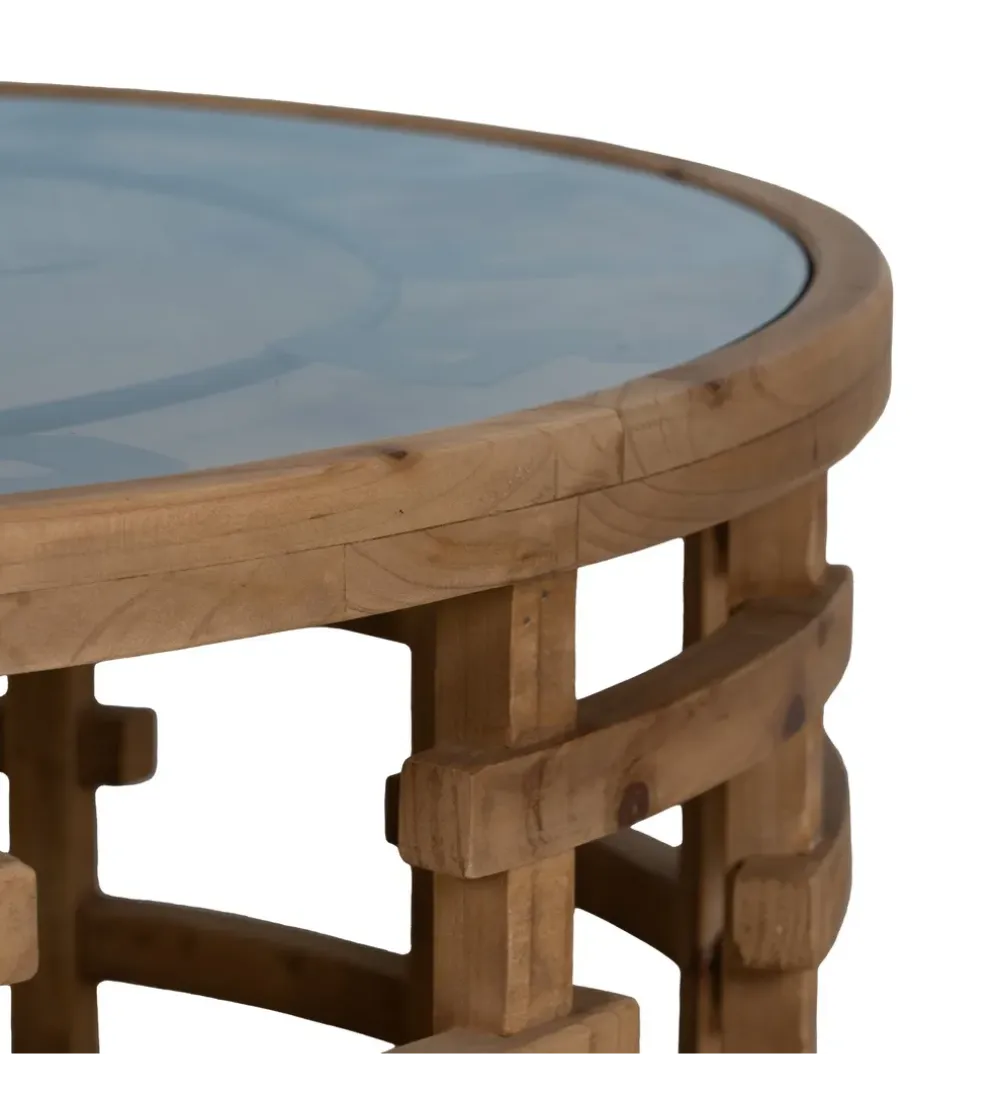 Stolik kawowy ZEGAR 80 cm drewno jodła