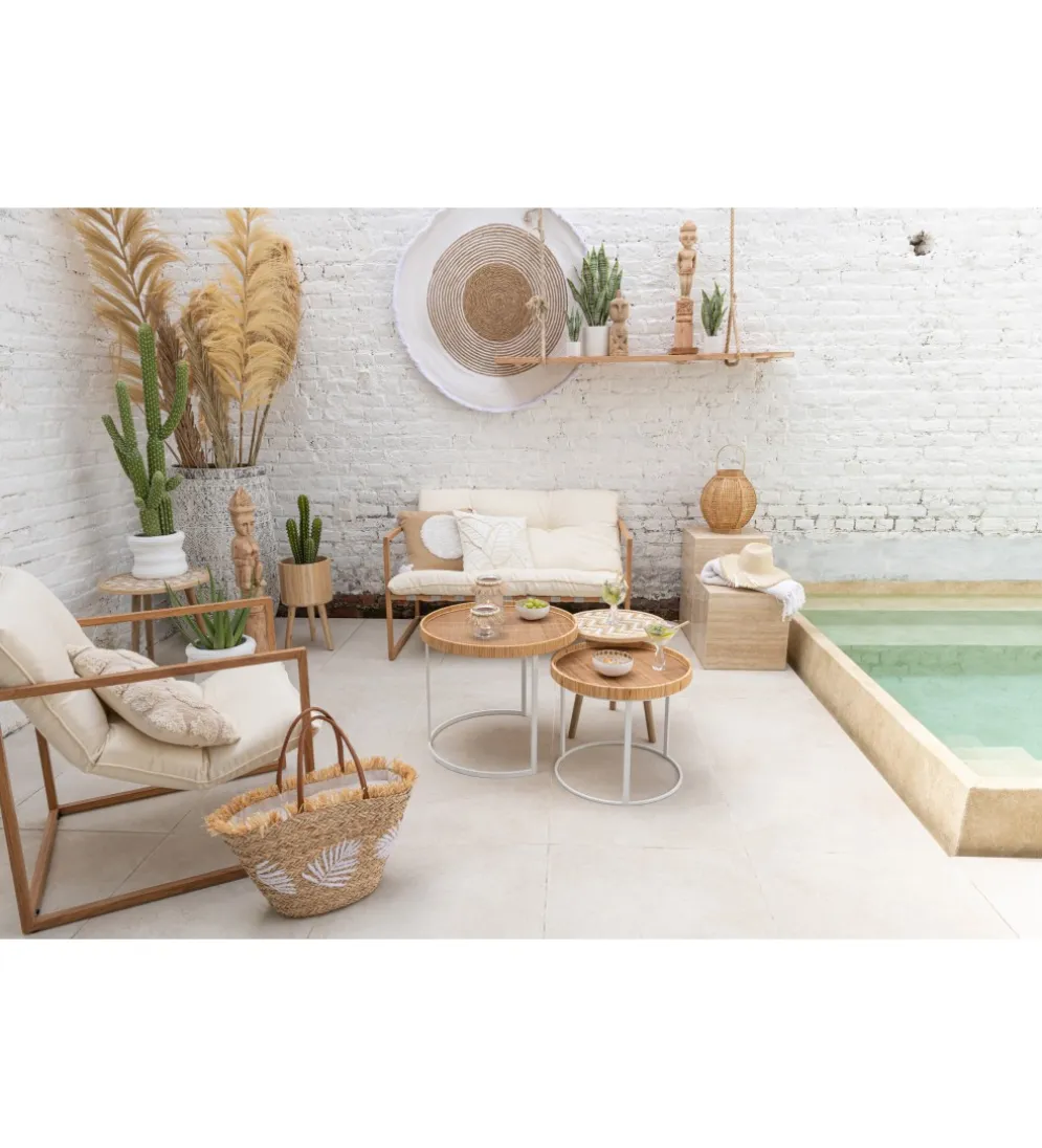 Stolik kawowy ZIGZAK set 3 rattan