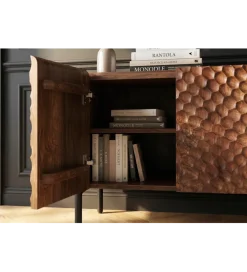 Stolik pod TV ADLON 160 cm drewno mango wzór 3D