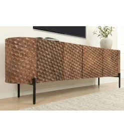 Stolik pod TV ADLON 160 cm drewno mango wzór 3D