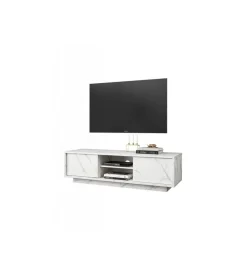 Stolik pod TV CARRARA 139 cm w optyce białego marmuru