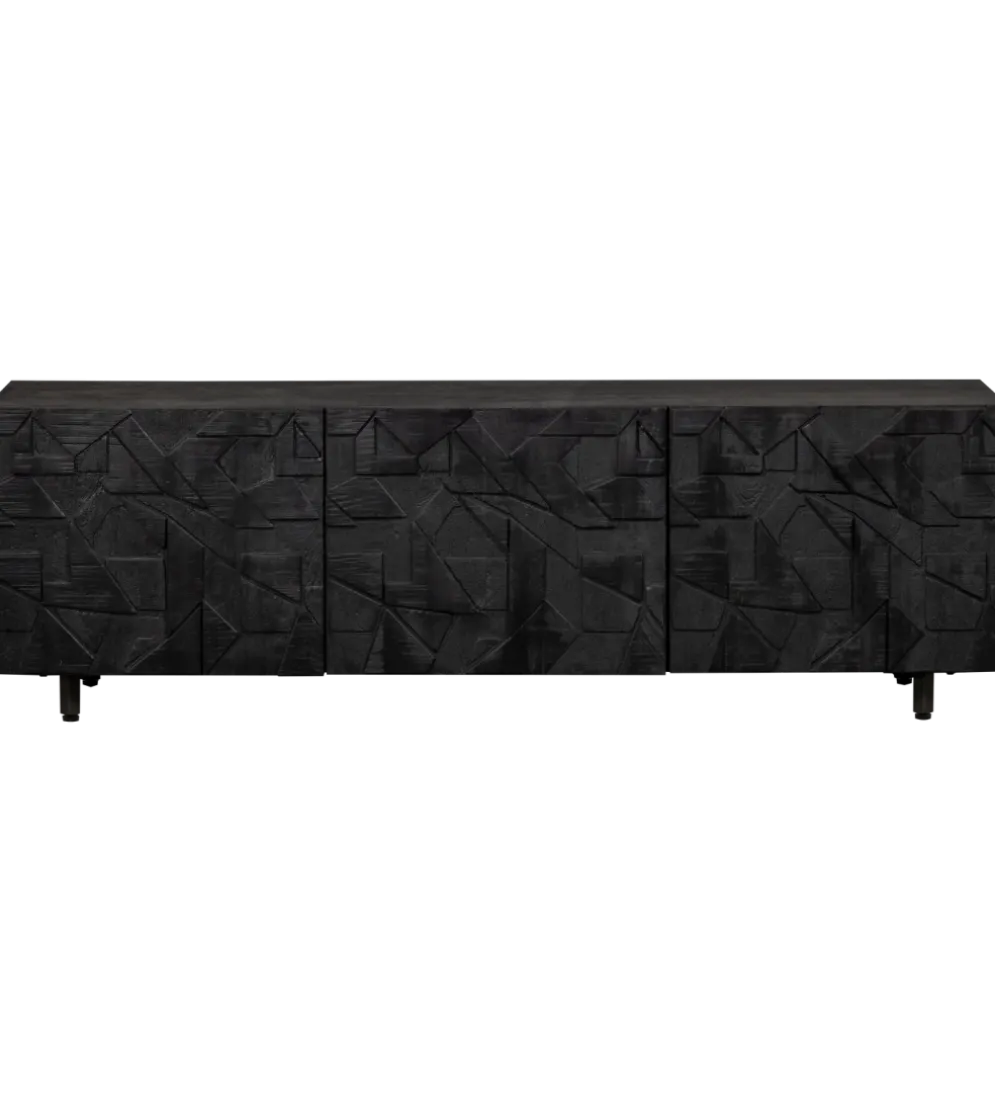 Stolik pod TV COUNTER 160 cm drewno mango czarna