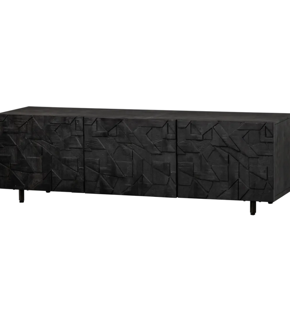 Stolik pod TV COUNTER 160 cm drewno mango czarna