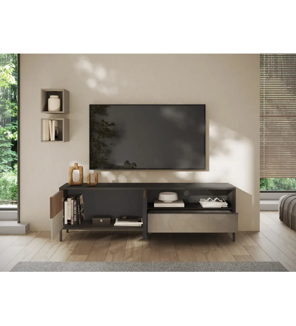 Stolik pod TV EVEREST 206 cm brązowo beżowy