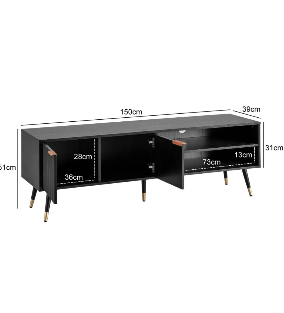 Stolik pod TV GLIMER II 150 cm czarny