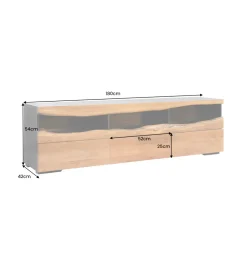 Stolik pod TV GRAND ACACIA 180 cm drewno akcja LED