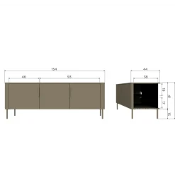 Stolik pod TV GUNNAR 154 cm drewno sosny szary