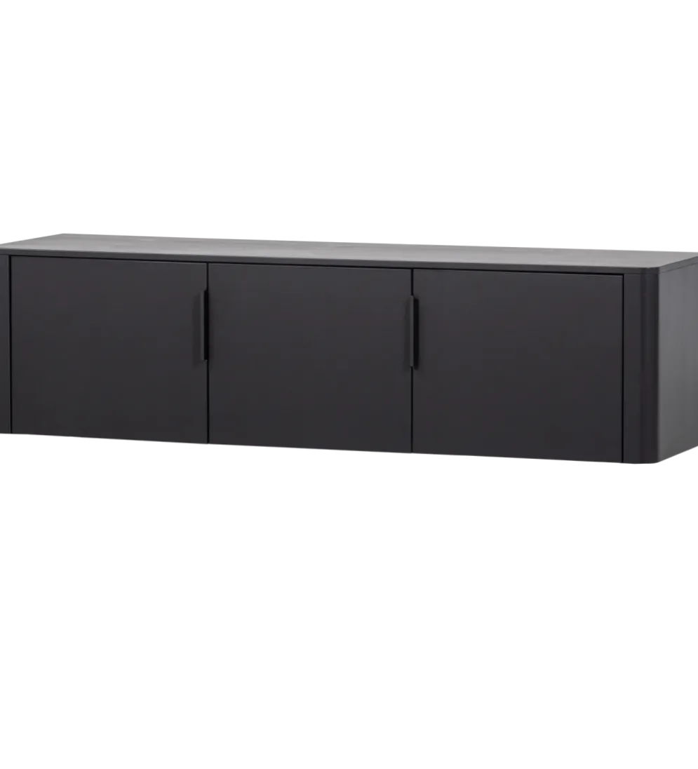 Stolik pod TV GUNNAR 154 cm drewno sosny czarny mat