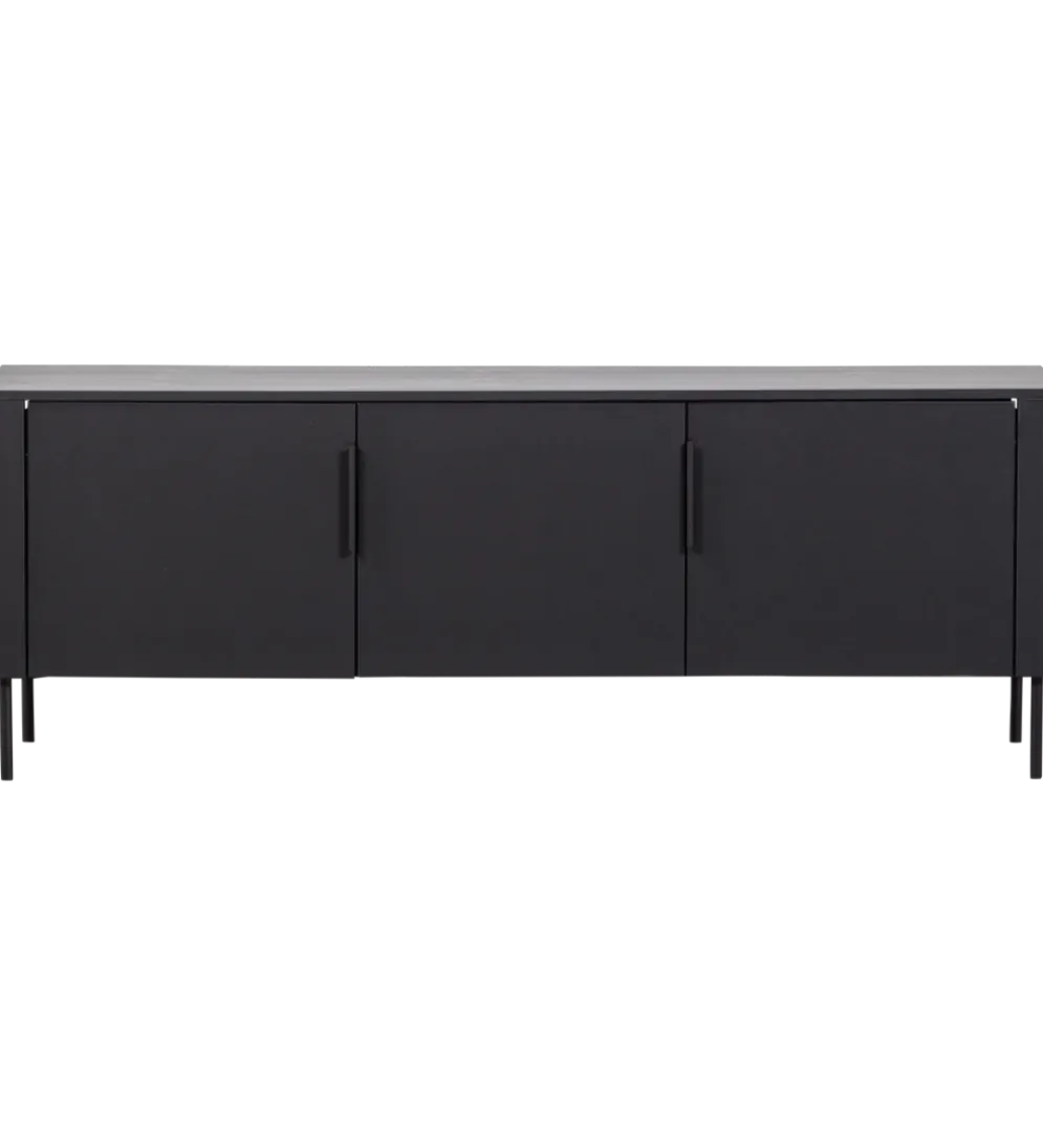 Stolik pod TV GUNNAR 154 cm drewno sosny czarny mat