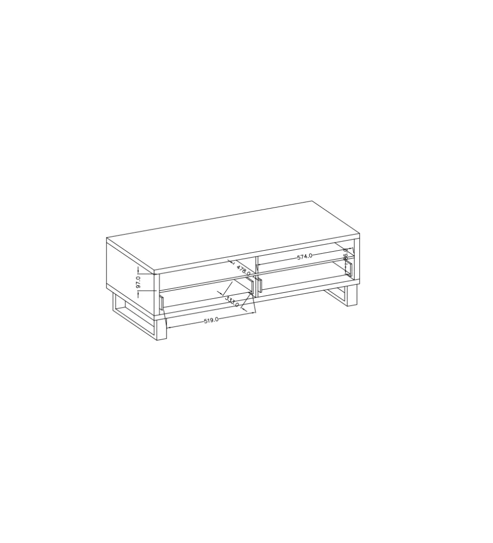 Stolik pod Tv Halle 124 cm w optyce dąb wotan