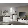 Stolik pod TV HAMBURG 184 cm biała z dodatkiem koloru antracytowego