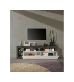 Stolik pod TV HAMBURG 184 cm biała z dodatkiem koloru antracytowego