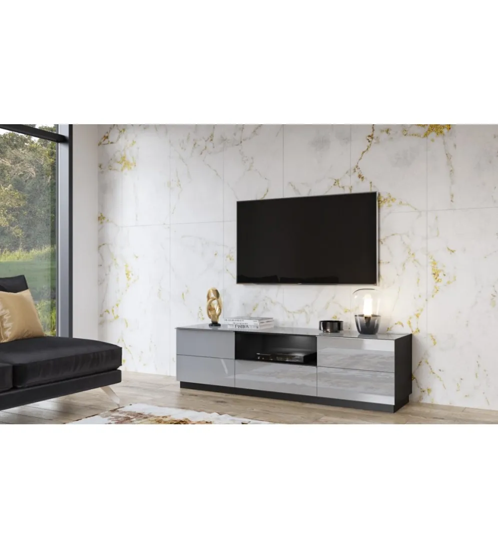 Stolik pod TV HELIO 180 cm szaro czarny